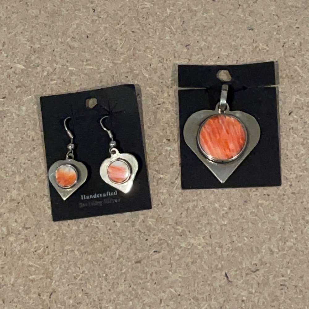 Sterling silver heart pendant and earrings NWT